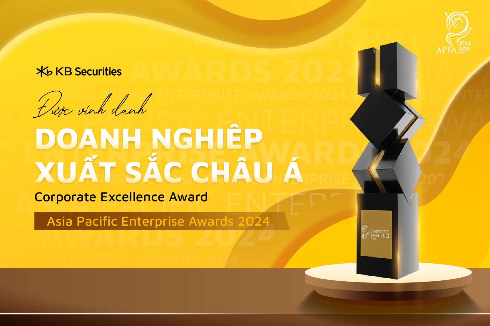 KB Securities Vietnam honored for the third consecutive time in the “Asia Corporate Excellence Award” category at APEA 2024