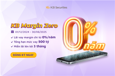 Thả ga ký quỹ với lãi suất 0%/năm cùng KB Margin Zero