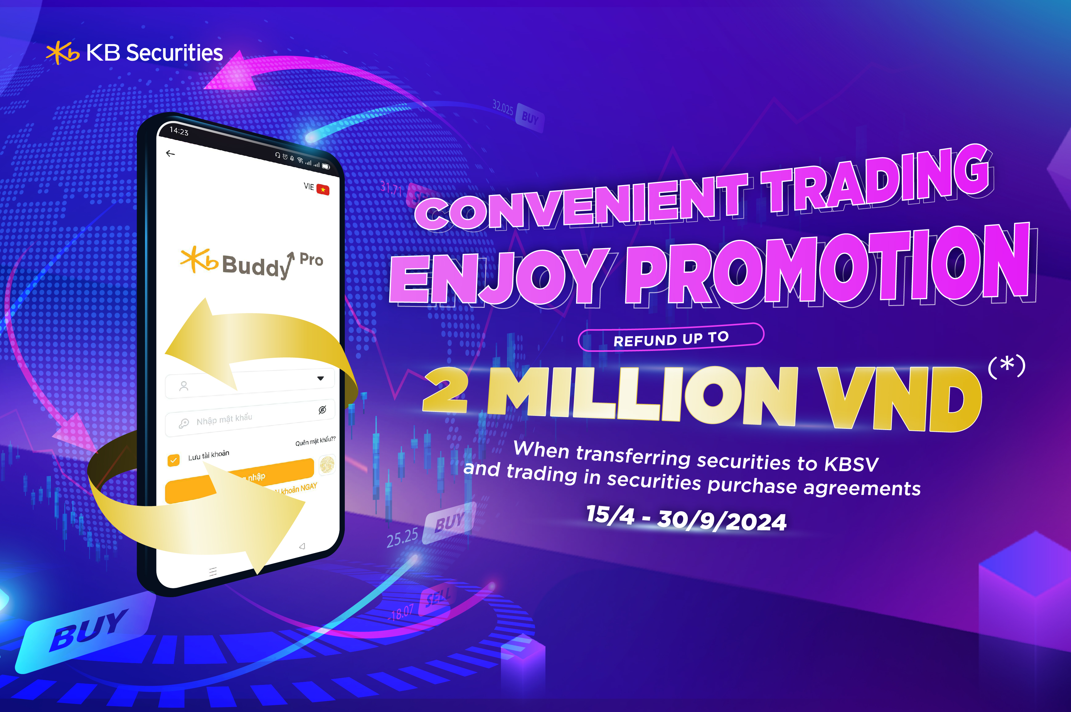 Refund up to 2 million VND when transferring securities to KBSV