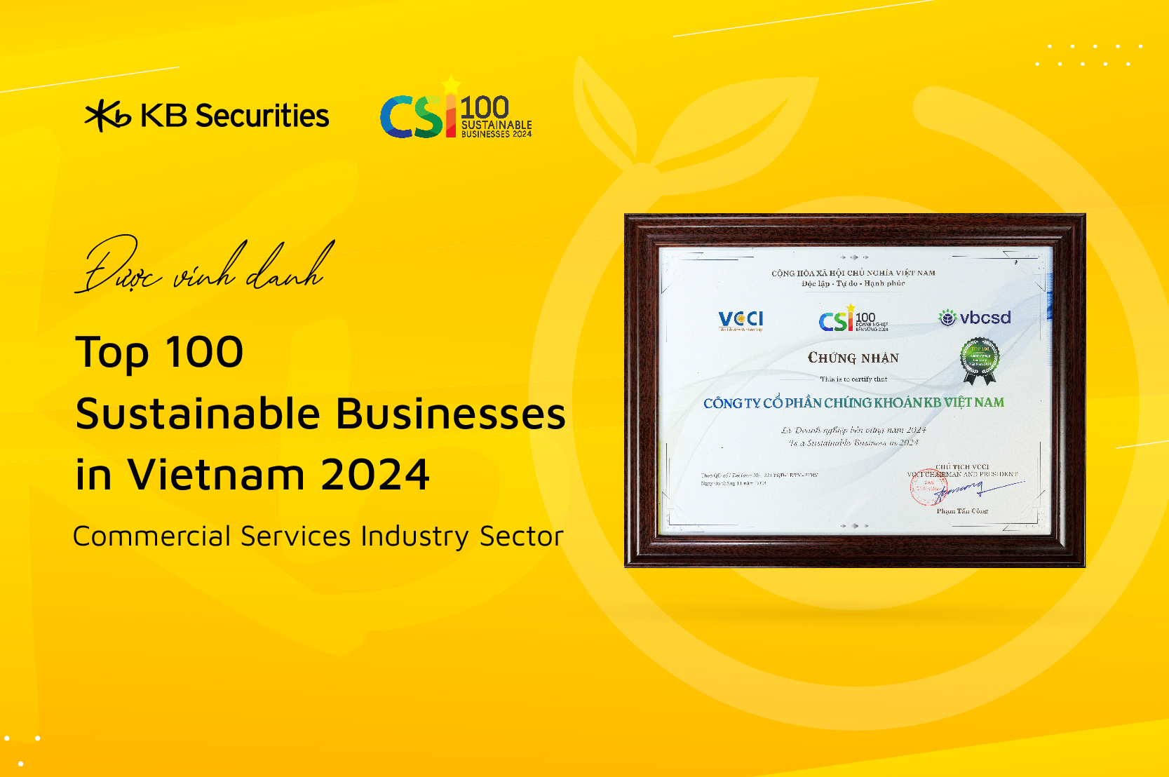 KB Securities Vietnam was honored for the second consecutive time at the CSI 2024 Awards.