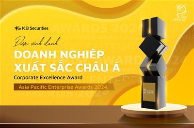Chứng khoán KB Việt Nam lần thứ ba liên tiếp được vinh danh hạng mục “Doanh nghiệp xuất sắc Châu Á” Tại APEA 2024