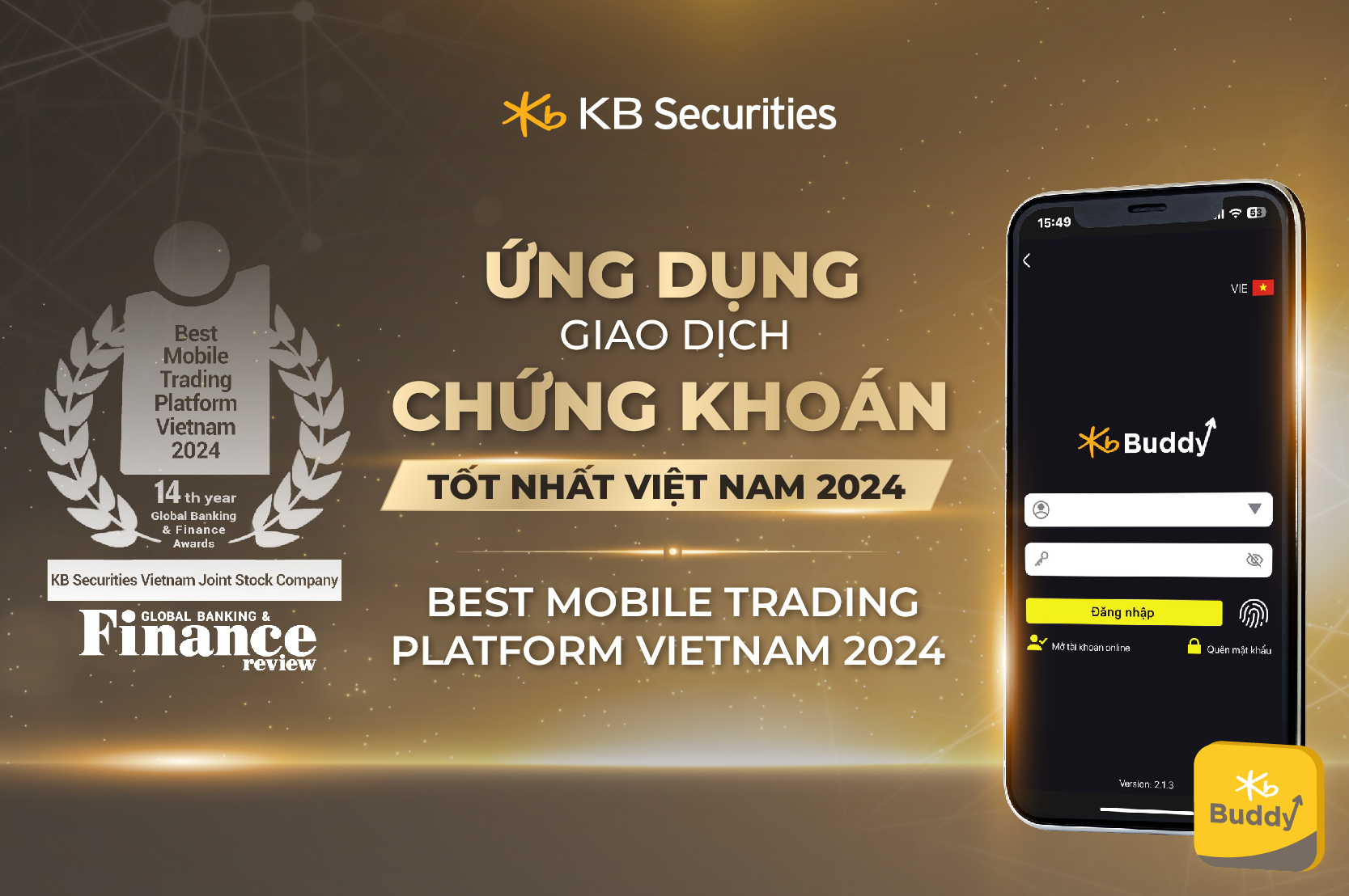 KB Buddy wins Global Banking and Finance Awards in Best Mobile Trading Platform Vietnam 2024
