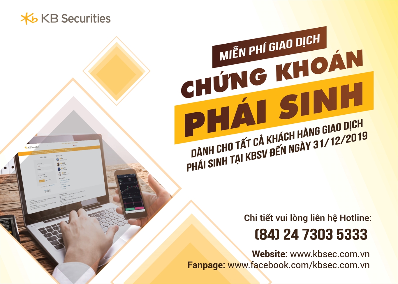 Miễn phí giao dịch chứng khoán phái sinh tại KBSV đến hết 31/12/2019