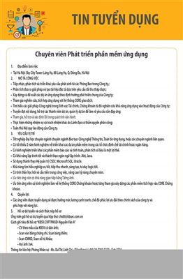 KBSV tuyển dụng Chuyên viên Phát triển Phần mềm Ứng dụng