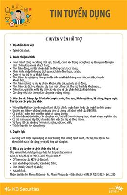 KBSV tuyển dụng Chuyên viên Hỗ trợ