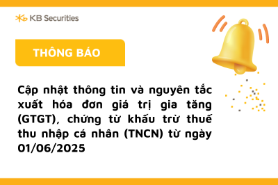 KBSV thông báo cập nhật thông tin xuất hóa đơn & chứng từ thuế từ 01/06/2025