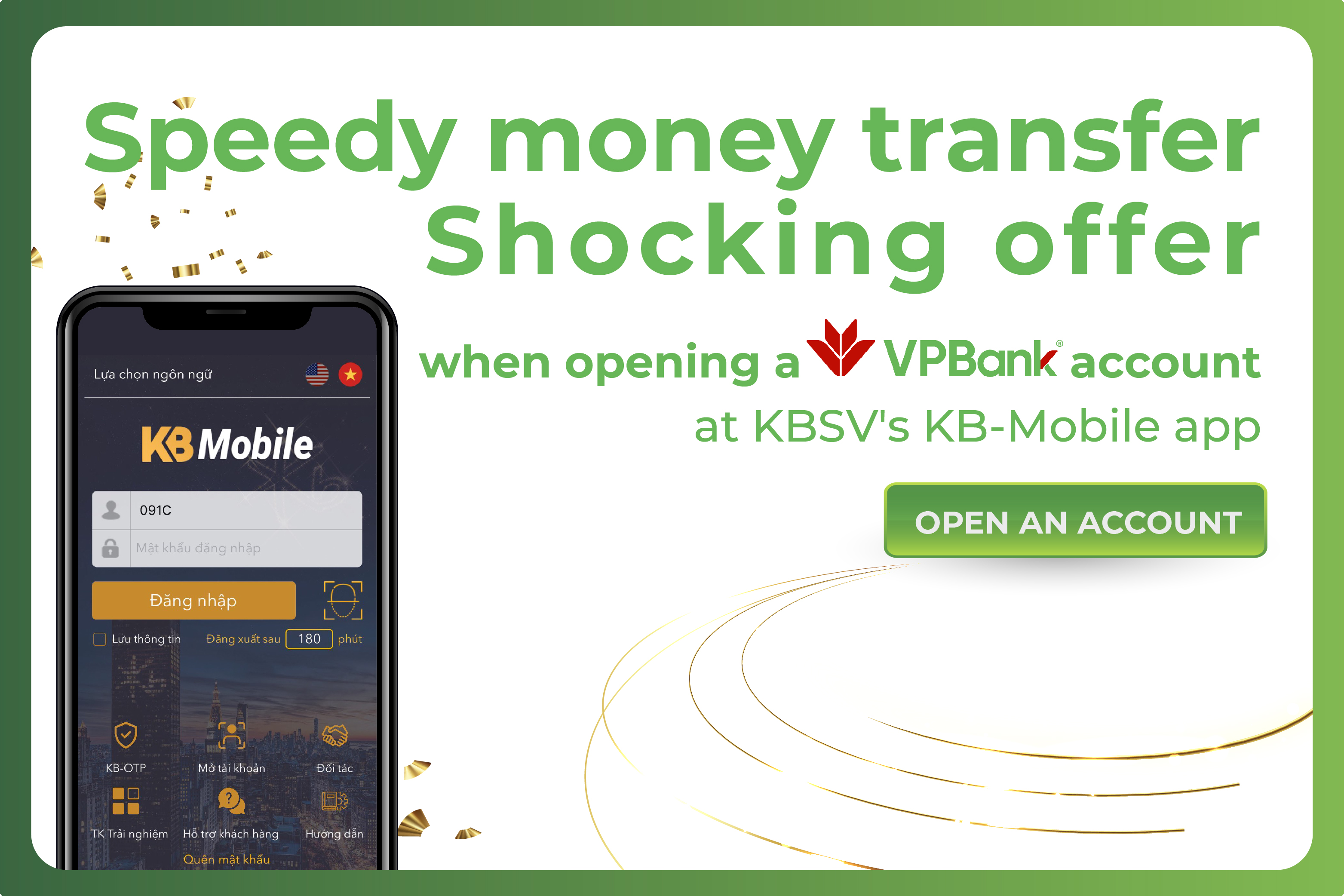 VND 100,000 give-away for KBSV’s customers who open VPBank bank accounts