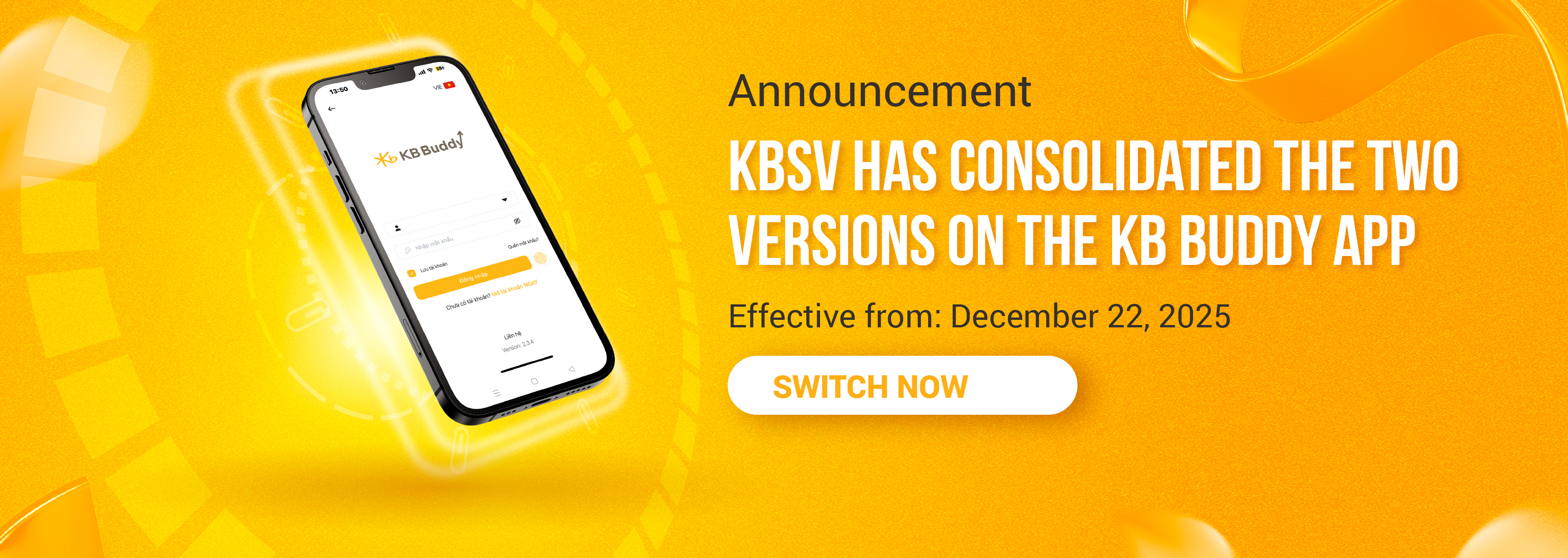[Thông báo] KBSV hợp nhất hai phiên bản trên ứng dụng KB Buddy từ ngày 22/12/2025