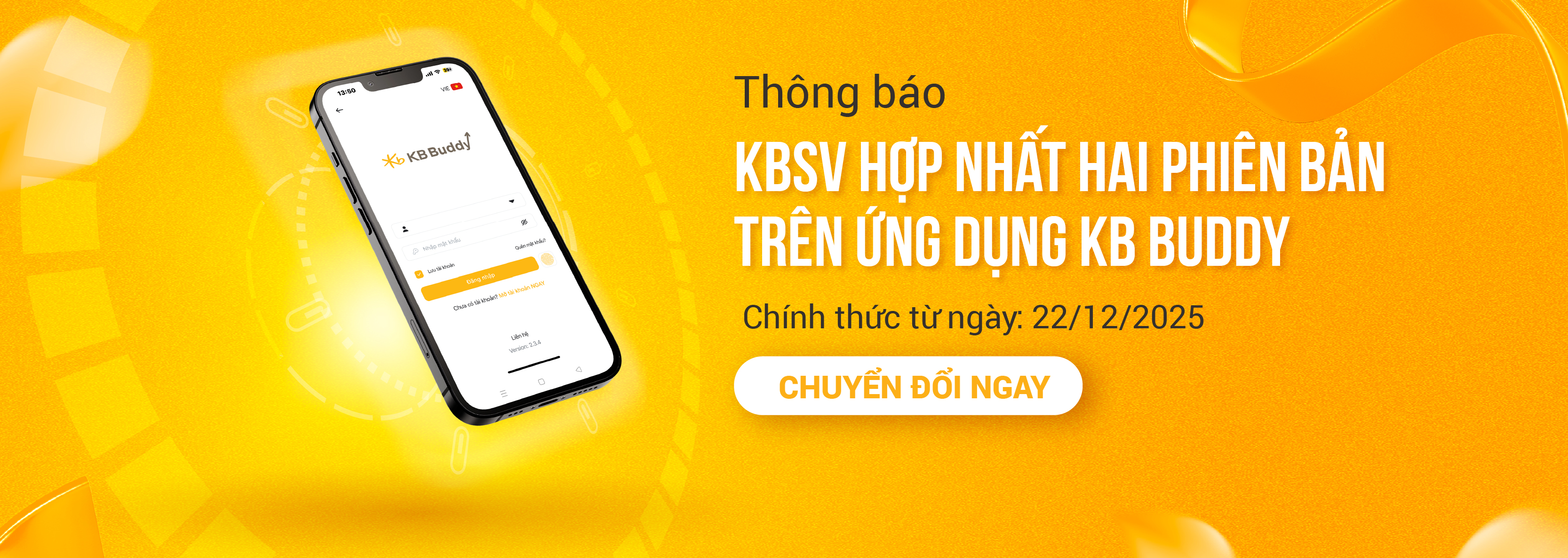 [Thông báo] KBSV hợp nhất hai phiên bản trên ứng dụng KB Buddy từ ngày 22/12/2025